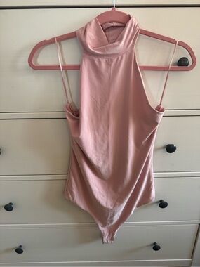 Wayf Pink High Neck Sleeveless Bodysuit